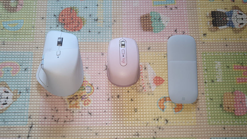 사진: 3개 마우스 구성 비교 사진