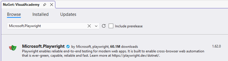 Playwright NuGet package